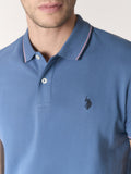 US POLO U Polo Paul con profili contrasto e logo azzurro
