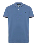 US POLO U Polo Paul con profili contrasto e logo azzurro