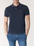 US POLO U Polo Paul con profili contrasto e logo blu