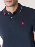 US POLO U Polo Paul con profili contrasto e logo blu