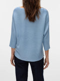 VERO MODA Blusa manica 3/4 VMNORA scollo a barca azzurro