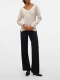 VERO MODA Pullover leggero VMSILJE scollo a v beige