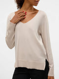 VERO MODA Pullover leggero VMSILJE scollo a v beige