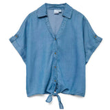 VERO MODA Camicia in tencel con nodo BLU MEDIO