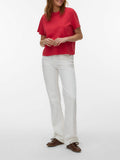 VERO MODA T-shirt ricamo farfalle rosso