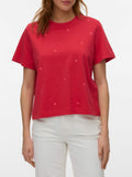 VERO MODA T-shirt ricamo farfalle rosso