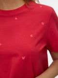 VERO MODA T-shirt ricamo farfalle rosso