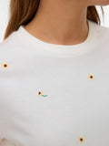 VERO MODA T-shirt boxy con margherite bianco