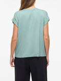 VILA Blusa mezza manica satin VERDE ACQUA