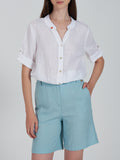 YES-ZEE D Camicia in misto lino bianco