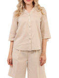 YES-ZEE D Camicia in misto lino beige