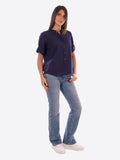 YES-ZEE D Camicia in misto lino NAVY
