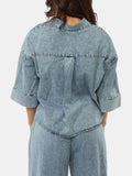 YES-ZEE D Giacca camicia con tasche applicate blu