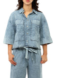 YES-ZEE D Giacca camicia con tasche applicate blu