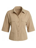 YES-ZEE D Giacca camicia con tasche FANGO