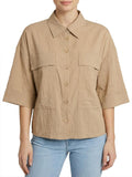 YES-ZEE D Giacca camicia con tasche FANGO