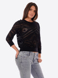 YES-ZEE D Pullover traforato nero