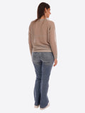 YES-ZEE D Maglioncino girocollo traforato beige