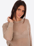 YES-ZEE D Maglioncino girocollo traforato beige