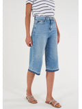 YES-ZEE D Bermuda ampio sfrangiato DENIM