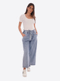YES-ZEE D Pantalone in denim con cintura blu