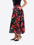 YES-ZEE D Panta-gonna con fantasia multicolore NERO/B.CO