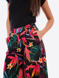 YES-ZEE D Panta-gonna con fantasia multicolore NERO/B.CO