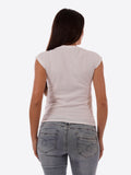 YES-ZEE D T.shirt girocollo con stampa fiore beige