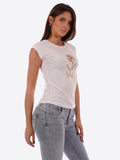 YES-ZEE D T.shirt girocollo con stampa fiore beige
