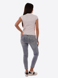 YES-ZEE D T.shirt girocollo con stampa fiore beige