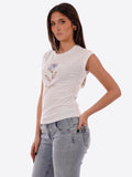 YES-ZEE D T.shirt girocollo con stampa fiore azzurro