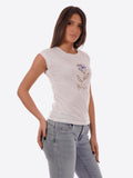 YES-ZEE D T.shirt girocollo con stampa fiore azzurro