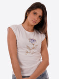YES-ZEE D T.shirt girocollo con stampa fiore azzurro