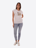 YES-ZEE D T-shirt con stampa squadrata bianco