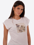 YES-ZEE D T-shirt con stampa squadrata bianco
