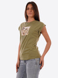 YES-ZEE D T-shirt con stampa squadrata VERDE MILITARE
