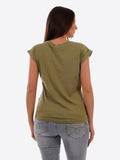 YES-ZEE D T-shirt con stampa squadrata VERDE MILITARE
