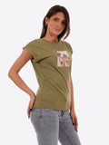 YES-ZEE D T-shirt con stampa squadrata VERDE MILITARE