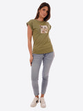 YES-ZEE D T-shirt con stampa squadrata VERDE MILITARE