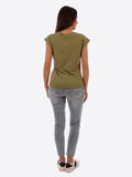 YES-ZEE D T-shirt con stampa squadrata VERDE MILITARE