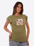 YES-ZEE D T-shirt con stampa squadrata VERDE MILITARE