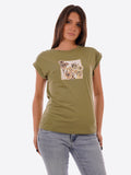 YES-ZEE D T-shirt con stampa squadrata VERDE MILITARE