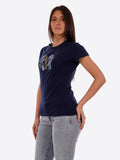 YES-ZEE D T-shirt girocollo logo blu