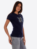 YES-ZEE D T-shirt girocollo logo blu