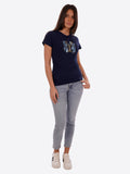YES-ZEE D T-shirt girocollo logo blu