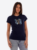 YES-ZEE D T-shirt girocollo logo blu