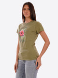 YES-ZEE D T-shirt girocollo stampa VERDE MILITARE