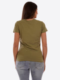 YES-ZEE D T-shirt girocollo stampa VERDE MILITARE