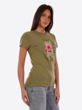 YES-ZEE D T-shirt girocollo stampa VERDE MILITARE
