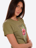YES-ZEE D T-shirt girocollo stampa VERDE MILITARE